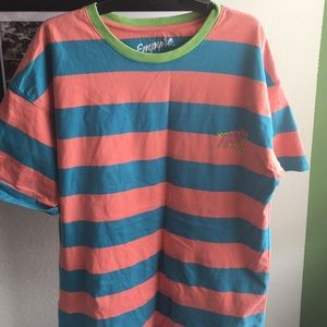 Empyre Pink/Blue Striped Graphic Tee